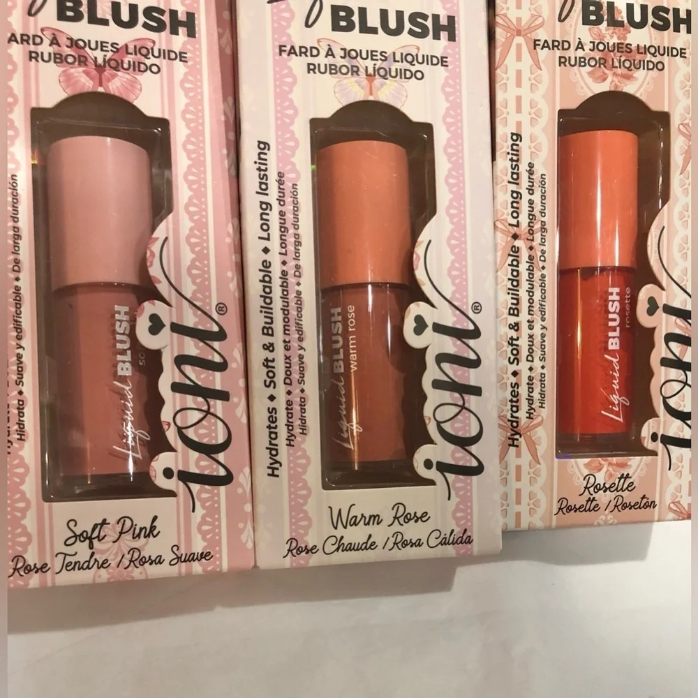 3pack hydrating liquid blush bundle in soft pink, warm‎ rose and rosette new